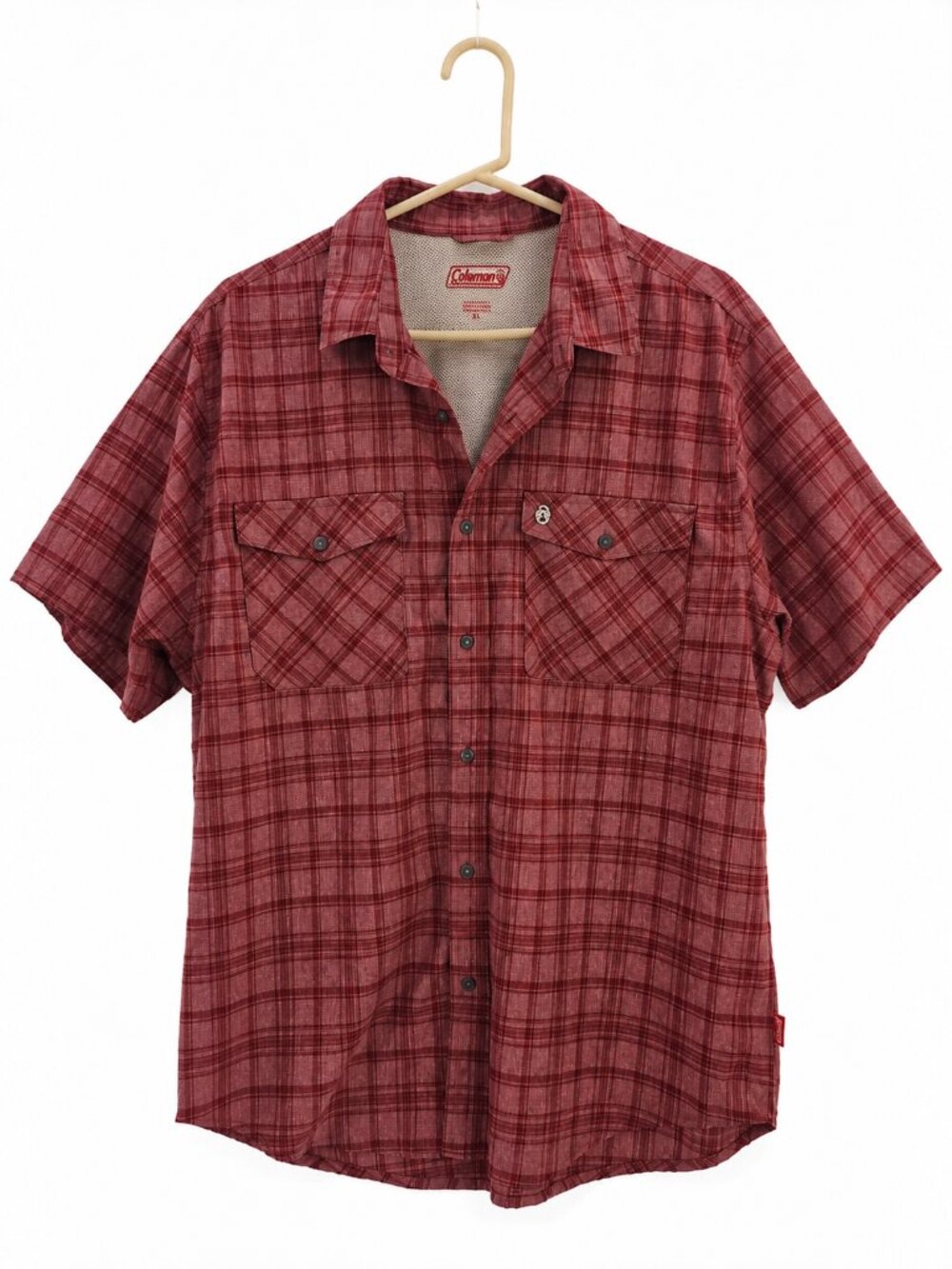 Coleman XL Red Plaid Outdoor Fishing Hiking Vented Shirt men's plaid